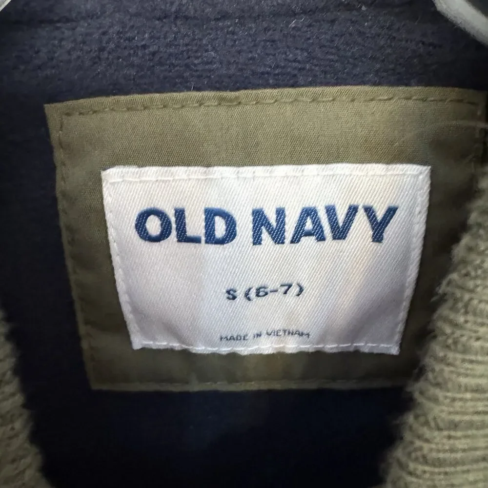 Old Navy Jacket Youth 6-7 Olive Green Vest Full Zip Mock Neck Pockets Quilted